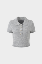 Diamond Beaded Soft Wool Collar Top