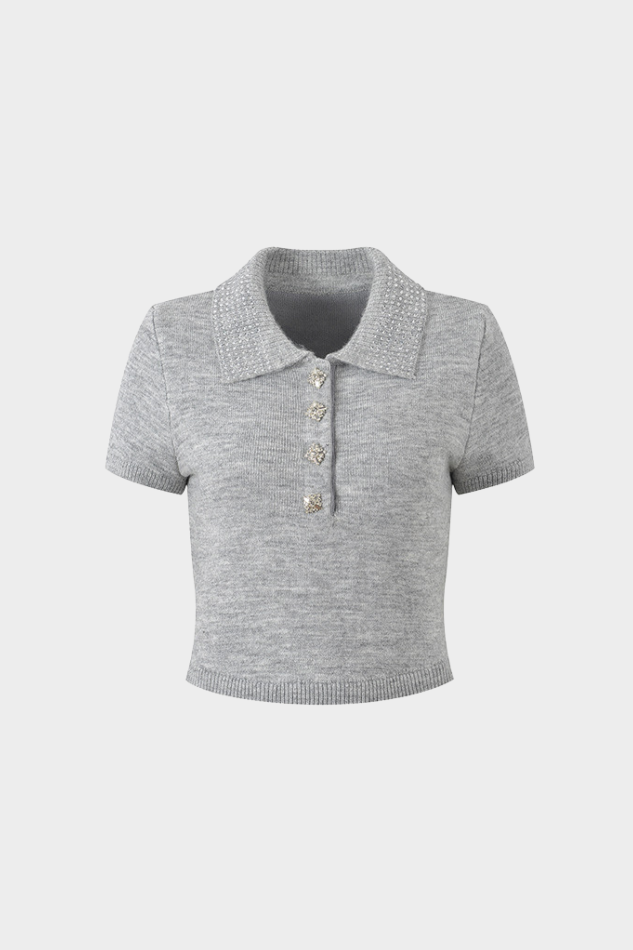 Diamond Beaded Soft Wool Collar Top