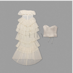 Strapless Chiffon Soft Ruffles Corset Maxi Dress