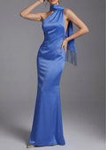 Elegant Satin Halter Maxi Dress