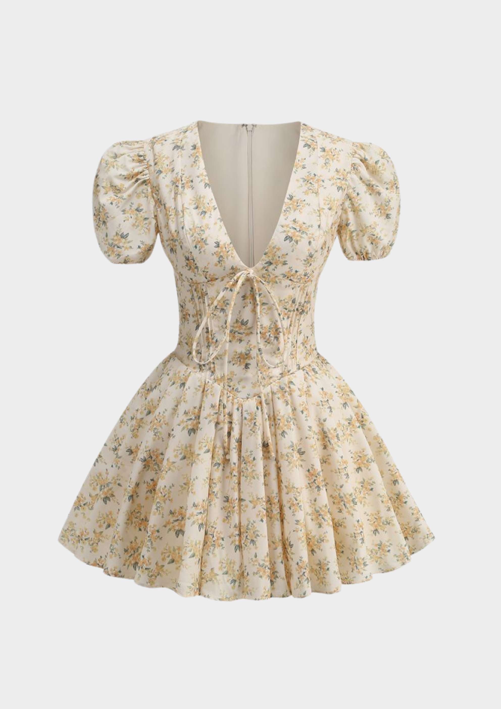 Floral Puff Sleeve Flare Mini Dress
