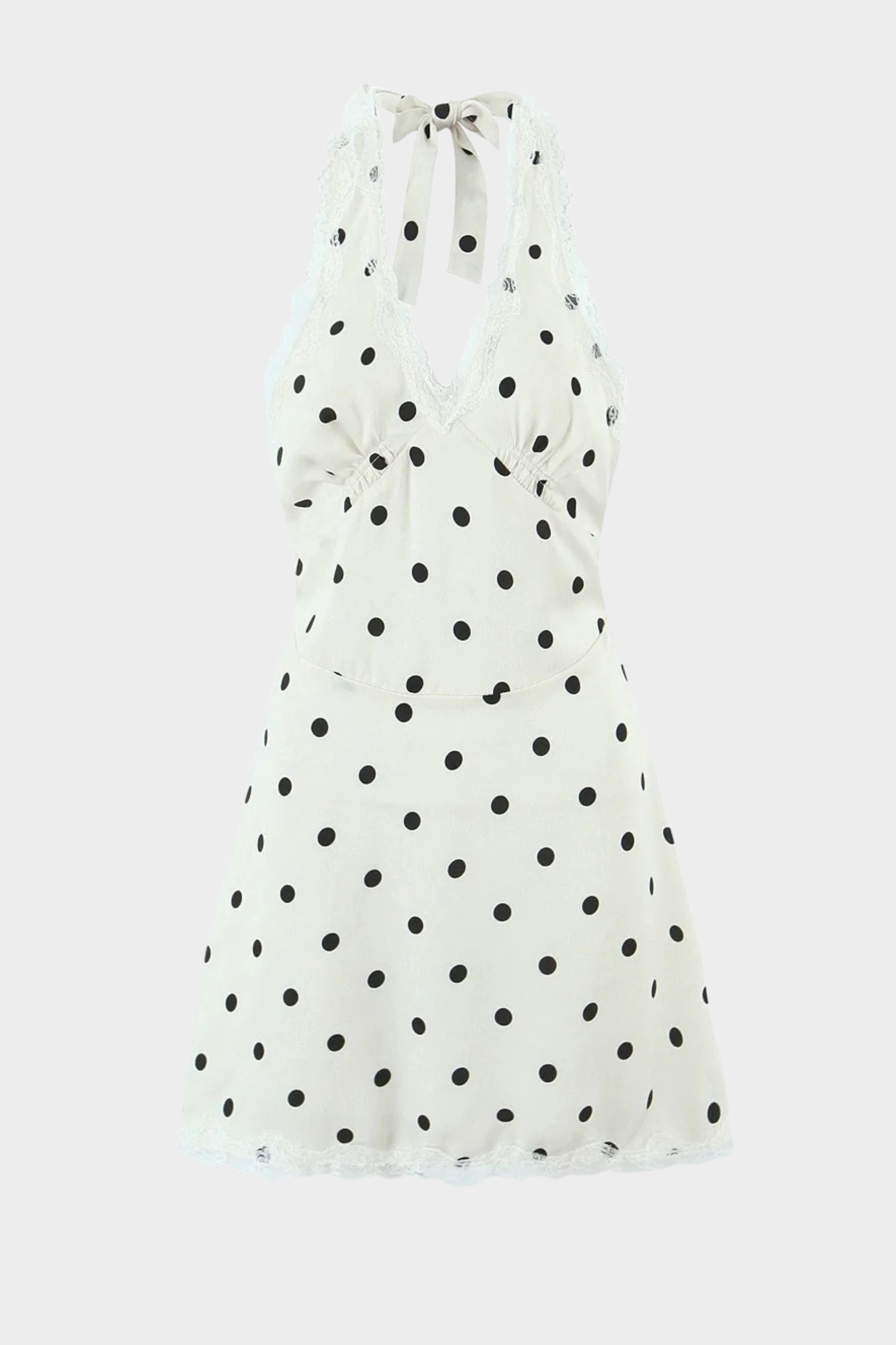 Polka Charm  Backless Halter Mini Dress
