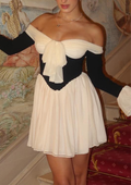 Noir Ballet Flare Contrast Mini Dress