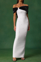Elegant  Bow One Shoulder  Maxi Dress