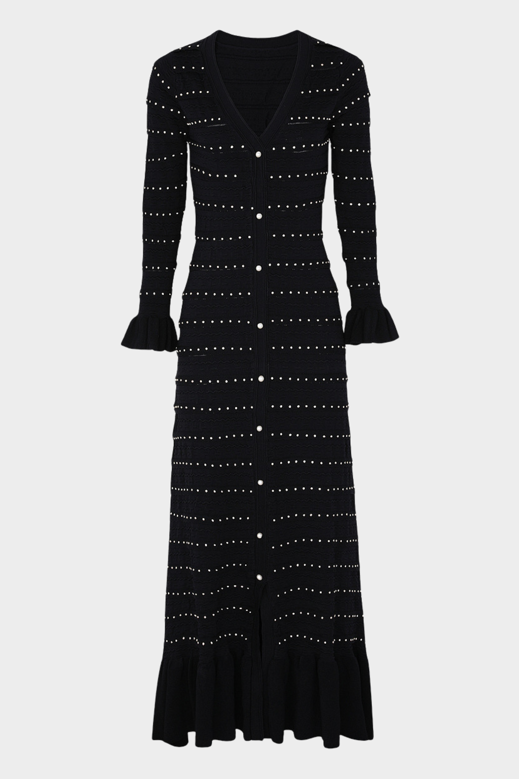 Elegant Pearl V Neck Maxi Dress