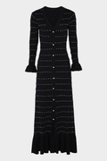 Elegant Pearl V Neck Maxi Dress