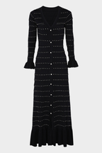 Elegant Pearl V Neck Maxi Dress