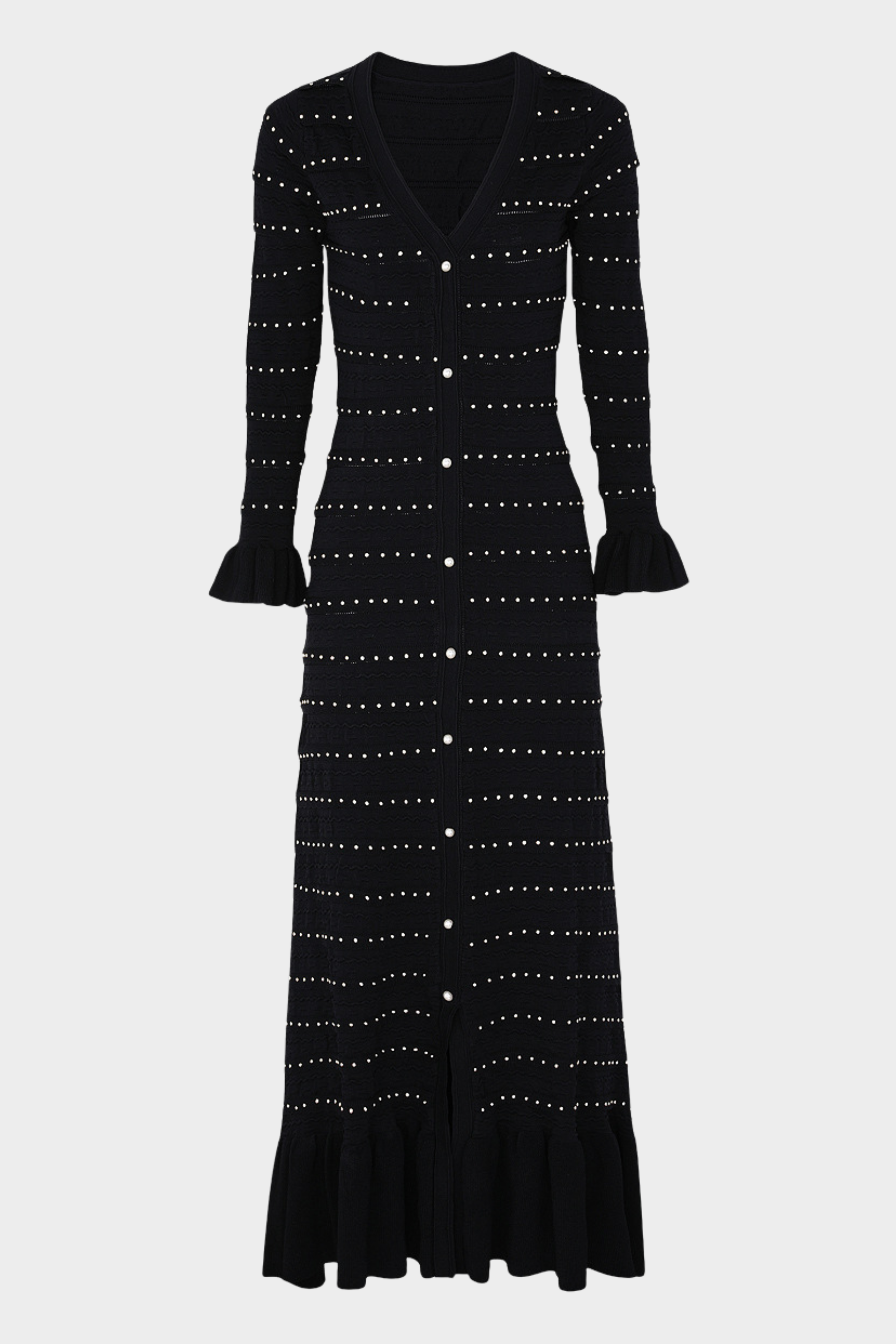 Elegant Pearl V Neck Maxi Dress