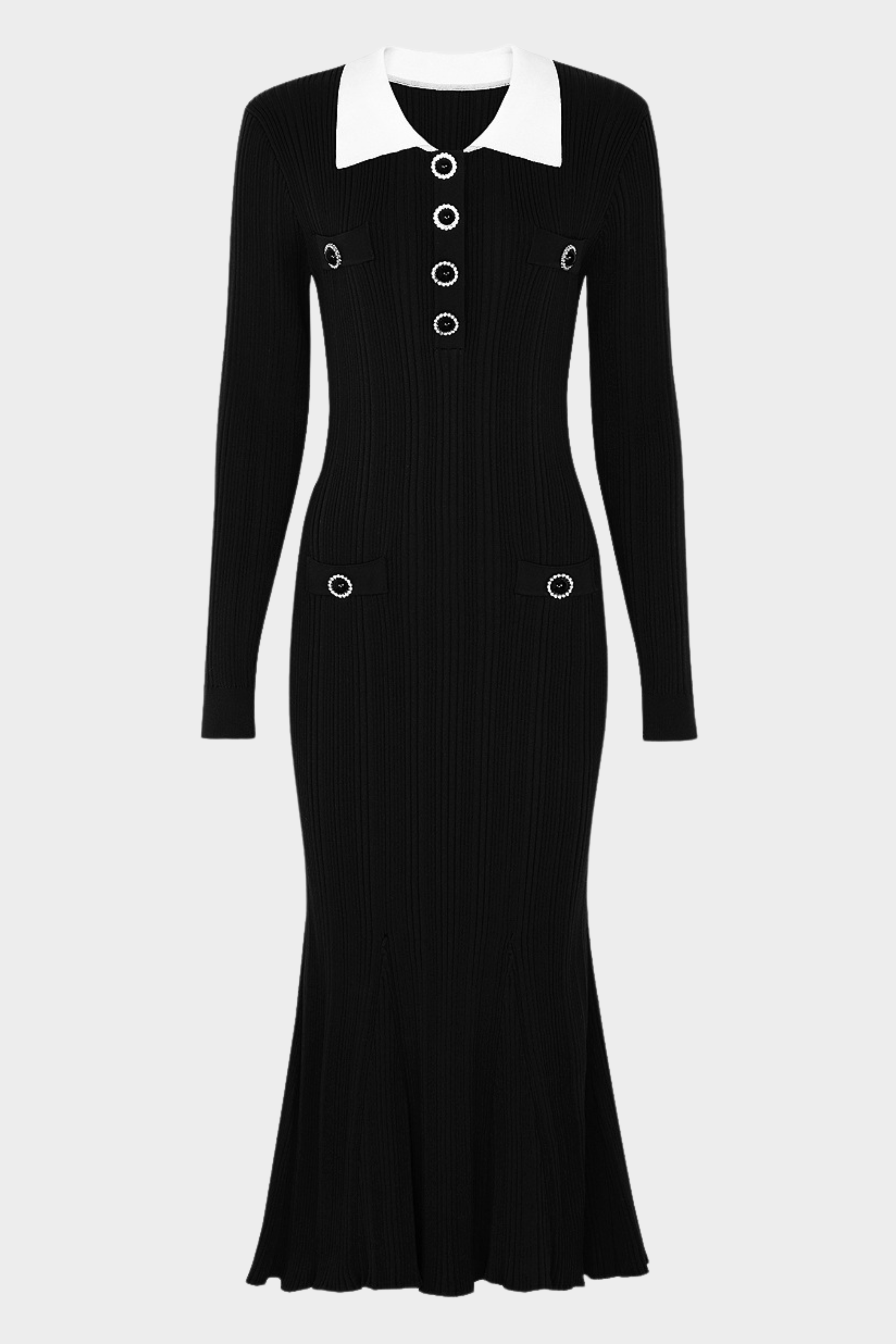 Gem Elegance Polo Knit Mermaid Maxi Dress