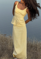 Melow Tailored Cotton Maxi Set - Yellow