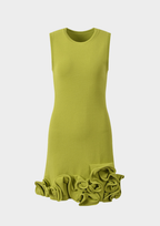 Olive Green Ruffle Knit Mini Dress