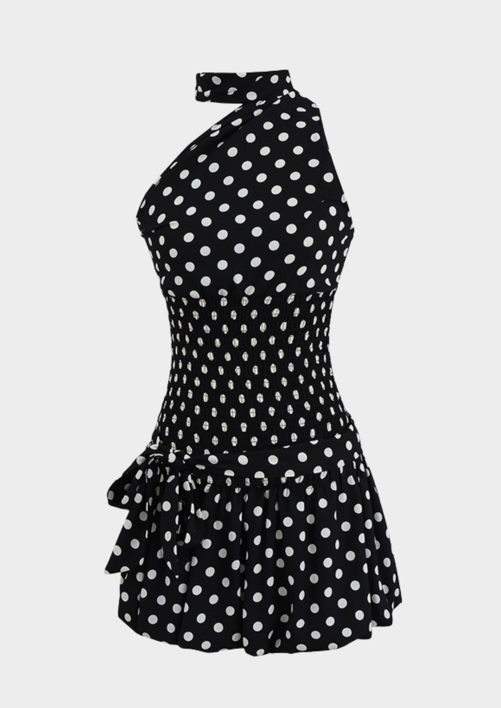 Noir Polka Muse Halter Mini Dress