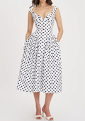 Monroe Polka Flared  Midi Dress