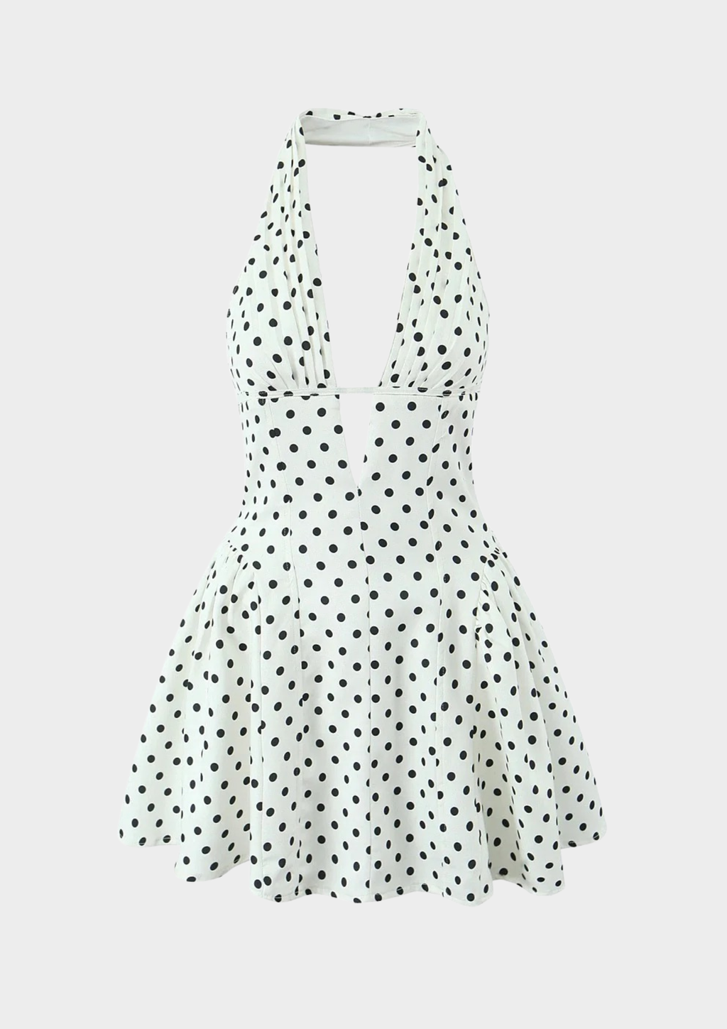 Velour Dot Halter Backless Mini Dress