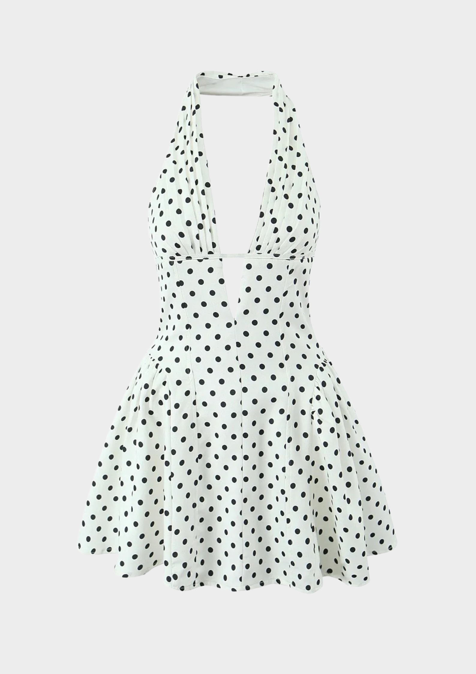 Velour Dot Halter Backless Mini Dress