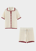 Ivory Trim Hollow Knit Lounge Set