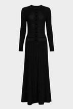 Lily – Silk Knit Pearl Button Suspender Maxi Dress