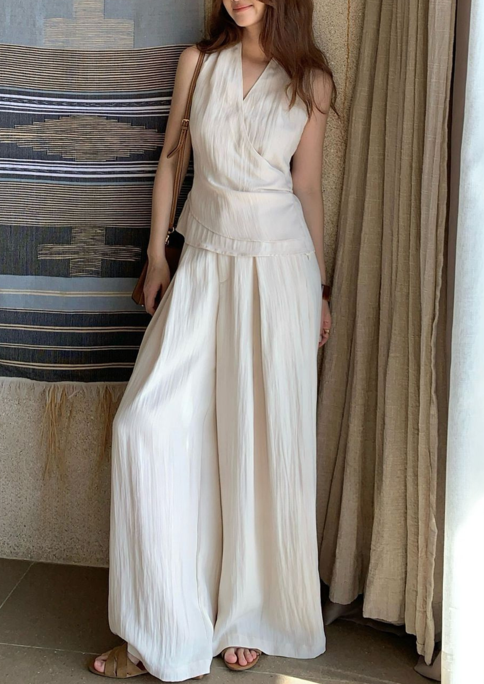 Sole Draped High Waist Vest Set