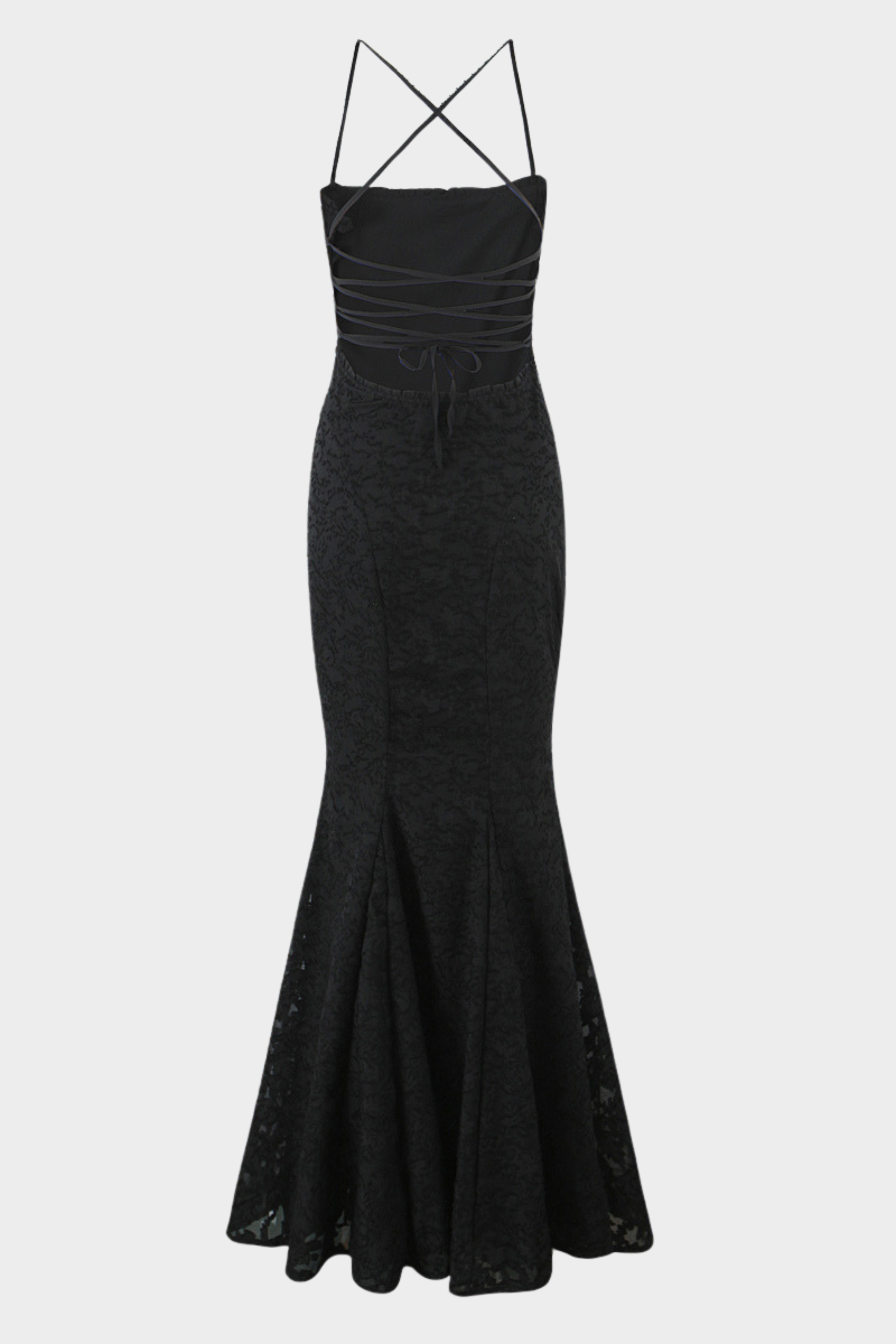 Lily - Backless Lace Up Mermaid Maxi Dress