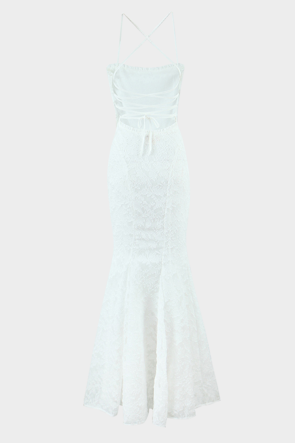 Lily - Backless Lace Up Mermaid Maxi Dress