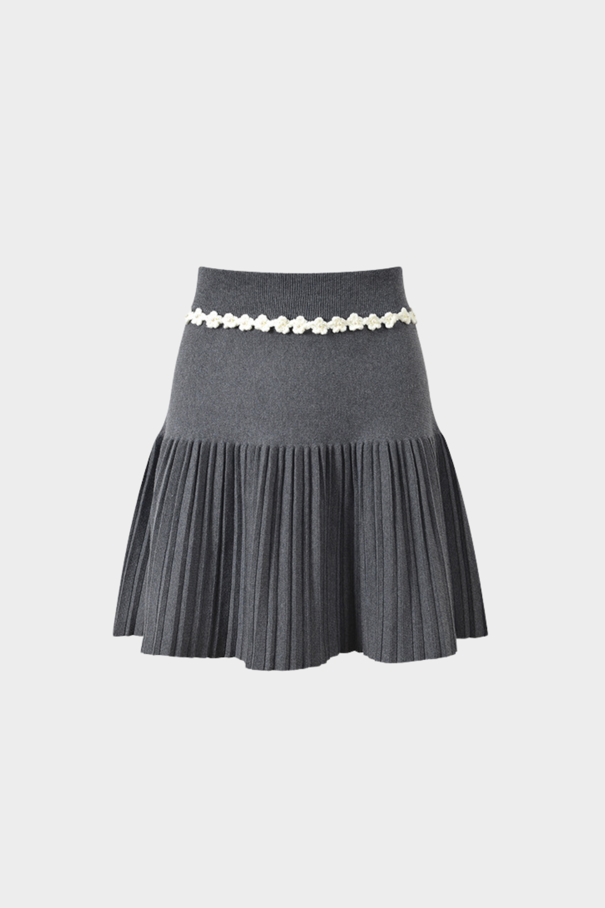 Grey Floral Pearl Knit Camisole Top
