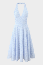 Lily - Elegance Halter Lace Backless Midi Dress