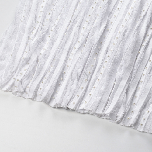 Celeste Pearl Lace Pleated Maxi Dress