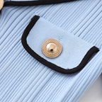 Siena  Knit Buttoned Flare Mini Dress - Blue