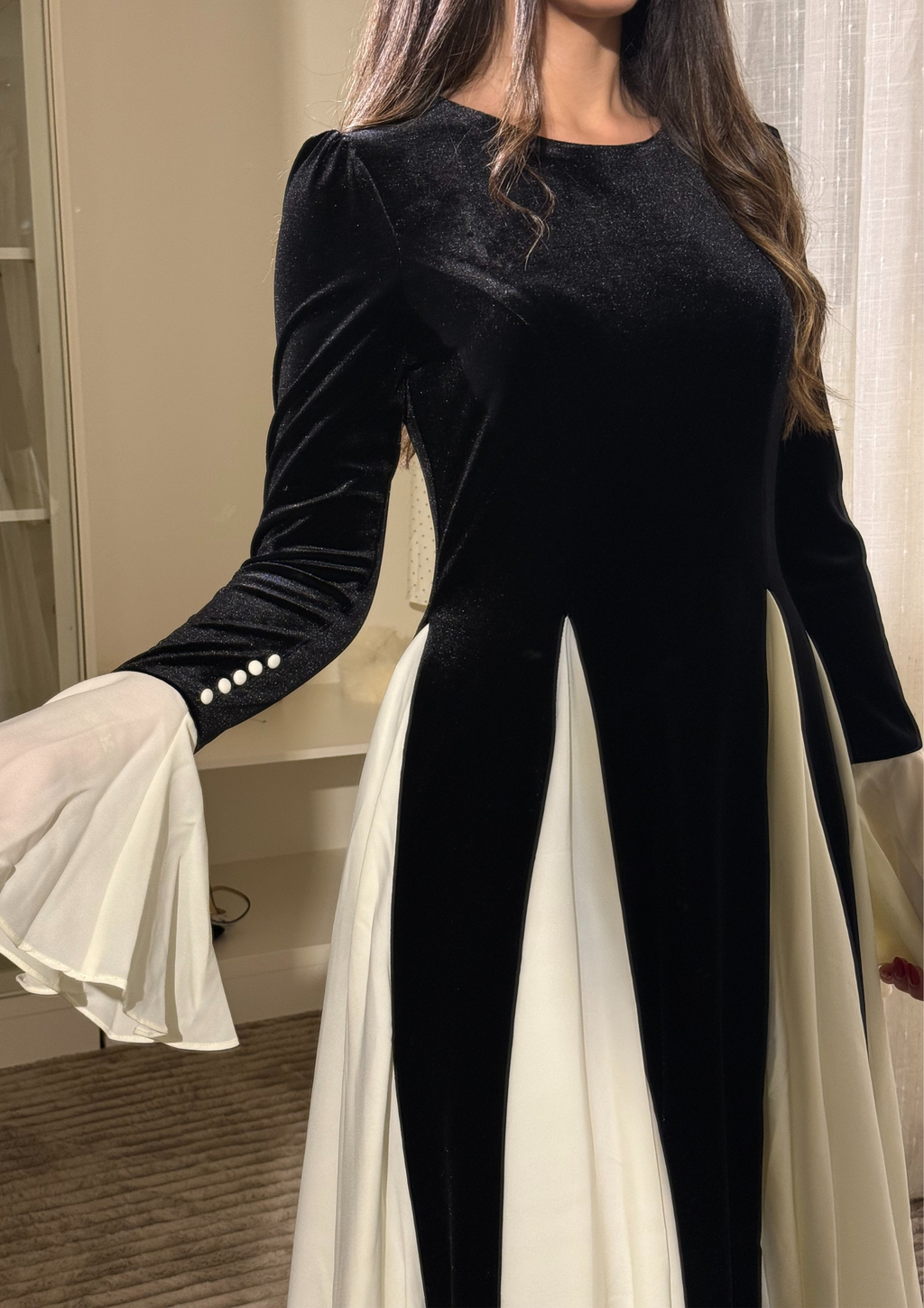 Flare Elegance in Monochrome Maxi Dress