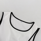 Contrast Trim Vest  Wide Leg Pants Set
