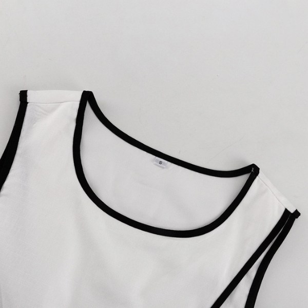 Contrast Trim Vest  Wide Leg Pants Set