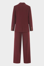 Signature Bordeaux Structured Suit with Wide Leg Trousers