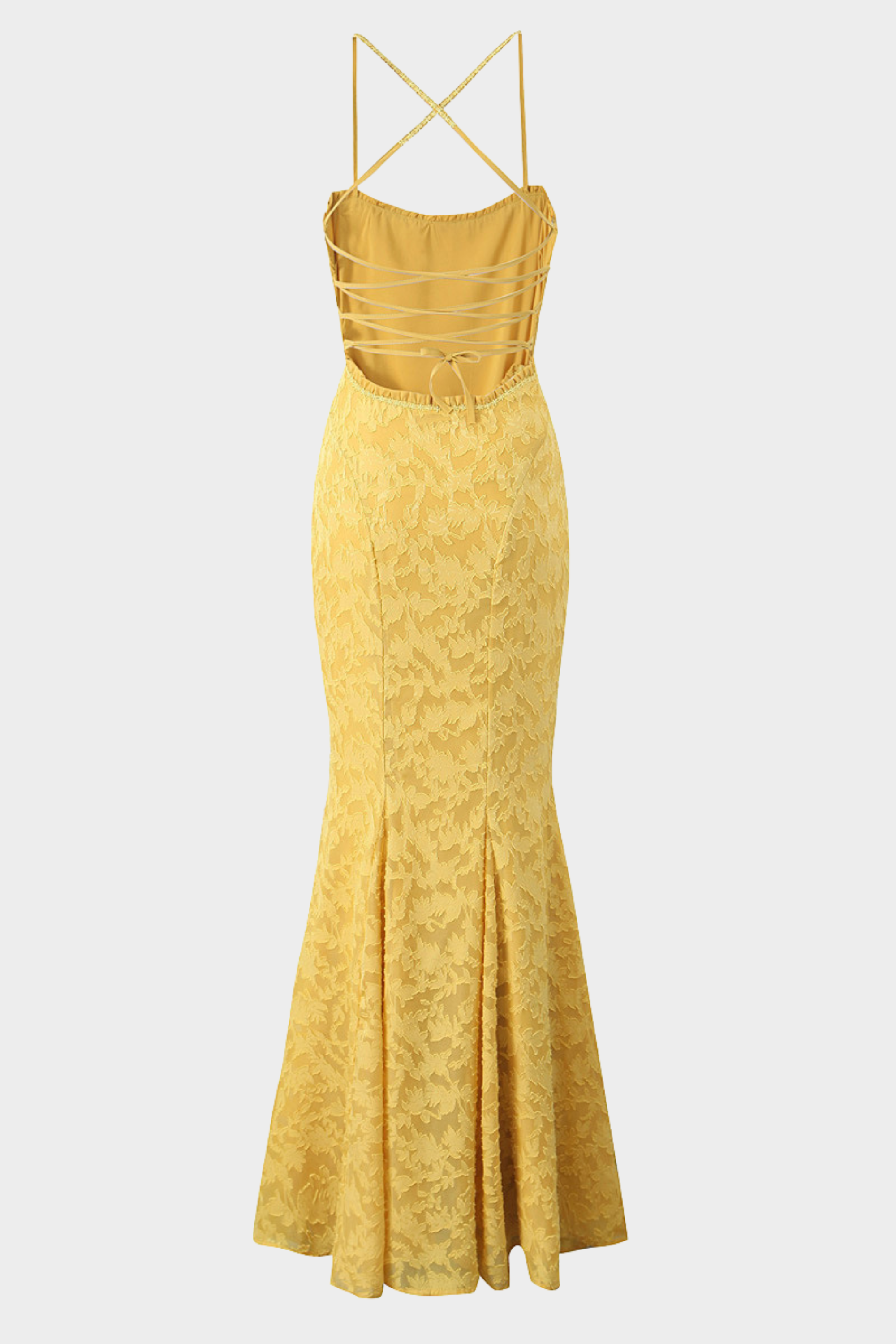 Lily - Backless Lace Up Mermaid Maxi Dress
