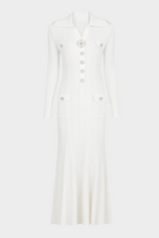 Elegant Gem Viscose Knit Maxi Dress - Long Sleeve
