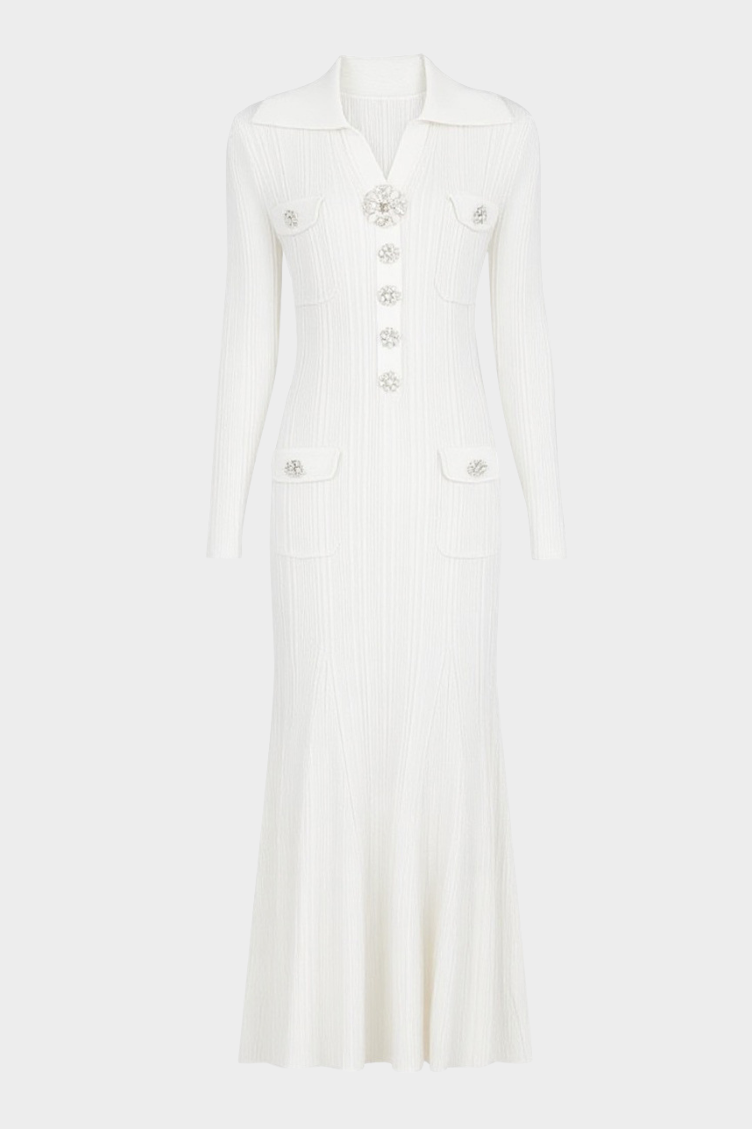 Elegant Gem Viscose Knit Maxi Dress - Long Sleeve