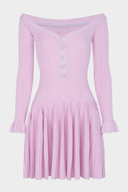 Élise Off Shoulder Crystal Knit Mini dress