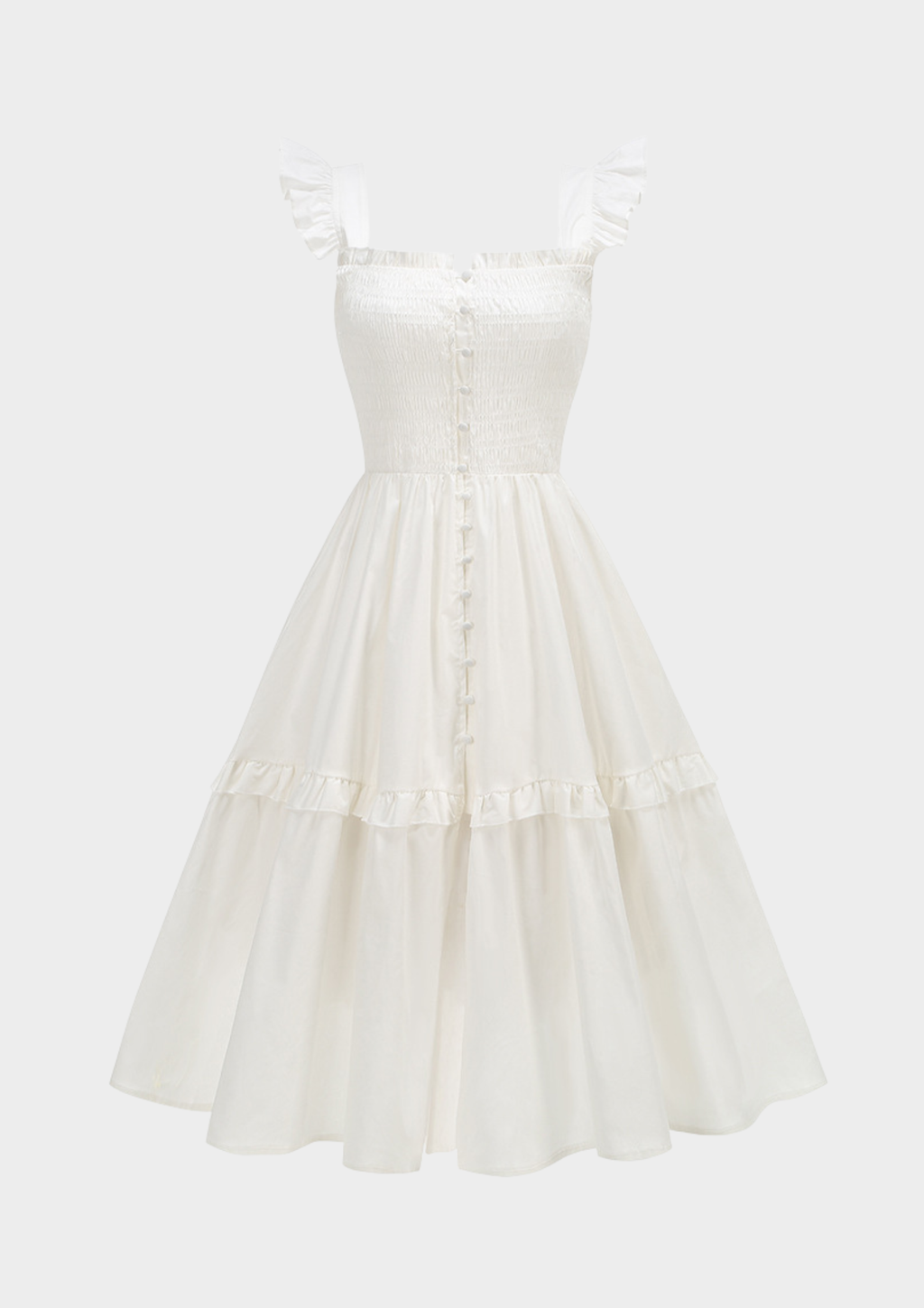 Ivory Meadow Smocked Midi Dress