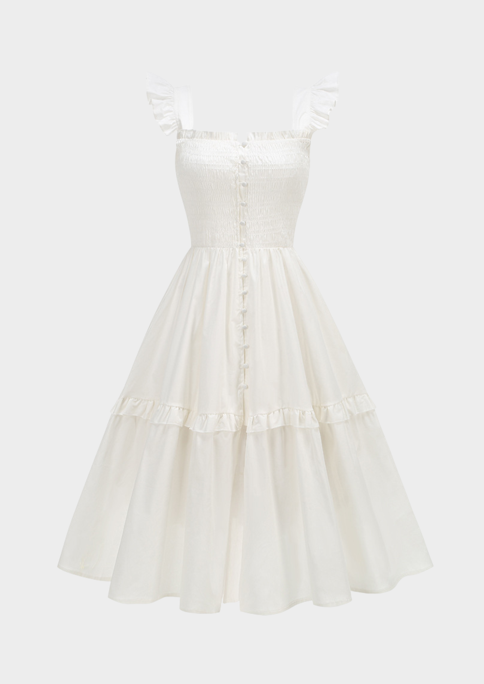 Ivory Meadow Smocked Midi Dress