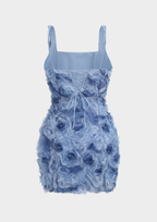 Rosé Bloom Flower Lace Back Mini Dress