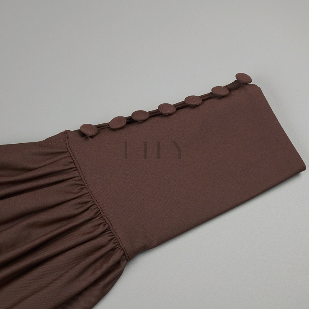 Deep V Neck Cinched Leather Waist Maxi Dress