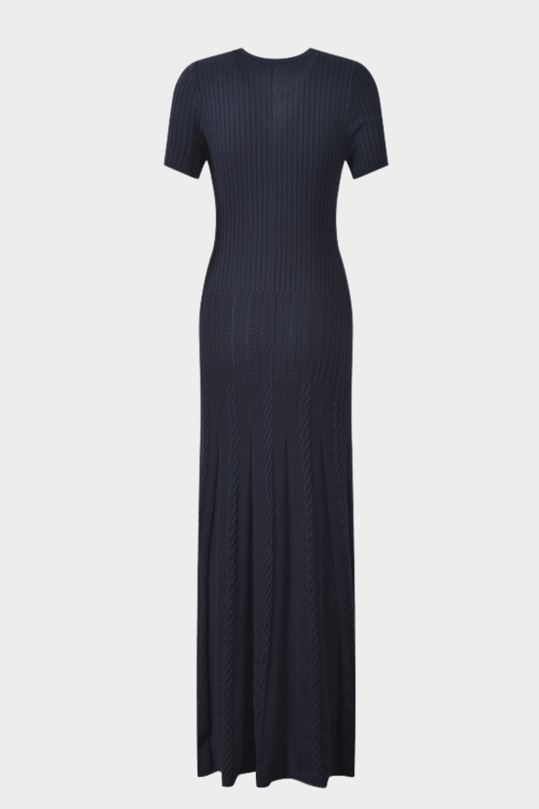 Luxe Viscose Button Down Knit Maxi Dress In Navy Blue