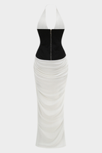 Marbella Halter Backless Contrast Maxi Dress