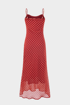 Polka Dot Charm Maxi Dress In Red