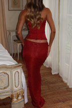 Julie Floral Sparkle Strapless  Maxi Set