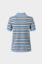 Mykonos Stripe Viscose Knit Polo Top