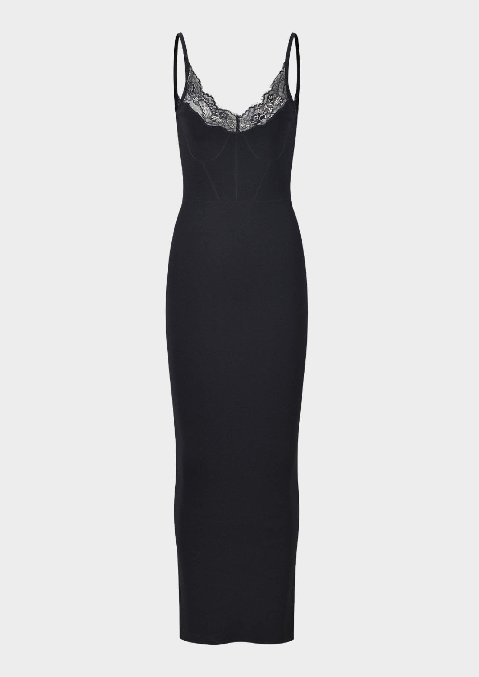 Lace Trim Sculpting Maxi Dress