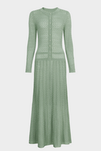 Lily – Silk Knit Pearl Button Suspender Maxi Dress