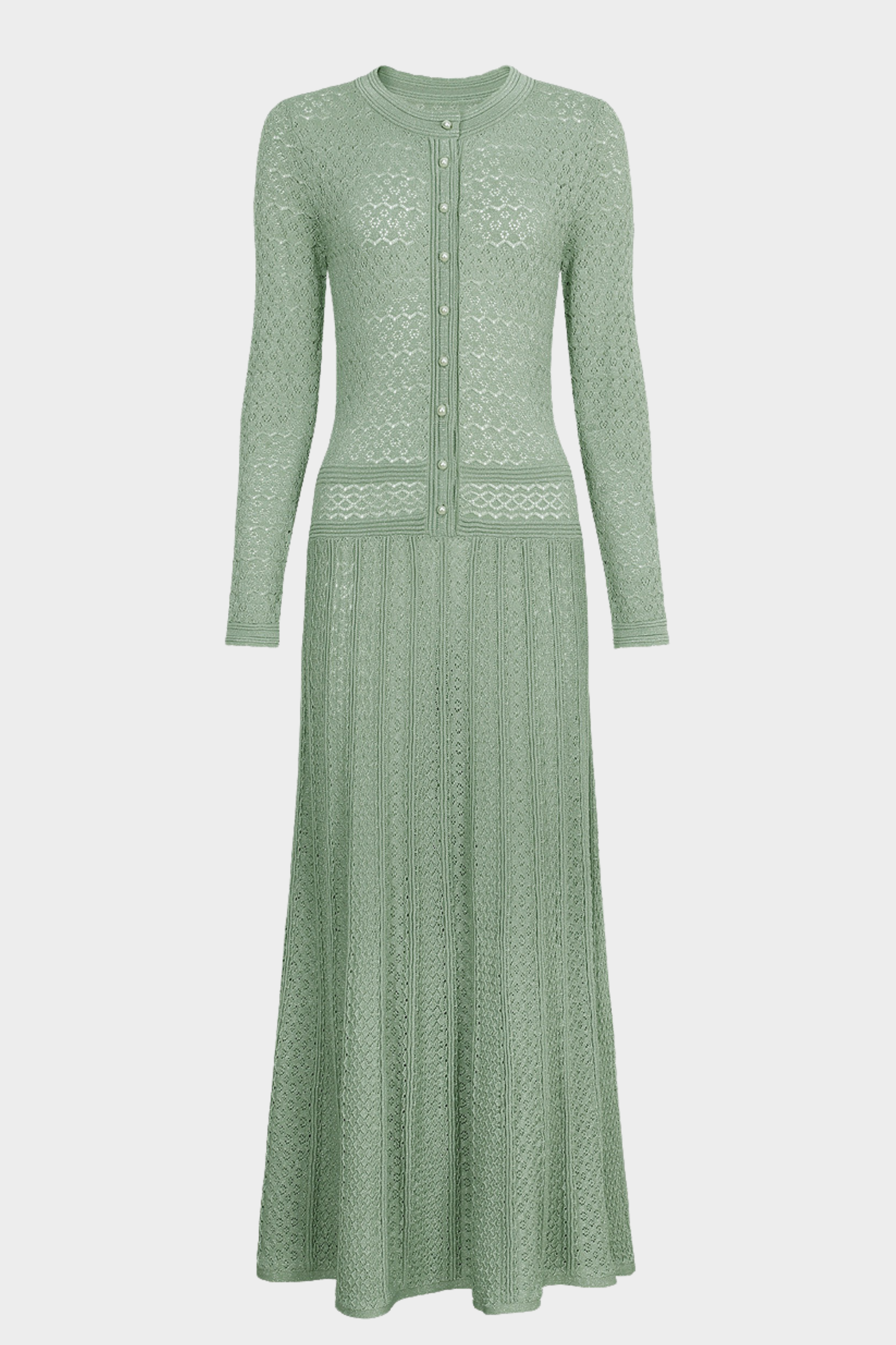 Lily – Silk Knit Pearl Button Suspender Maxi Dress
