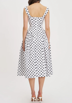 Monroe Polka Flared  Midi Dress