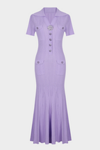 Elegant Gem Viscose Knit Maxi Dress - Short Sleeve